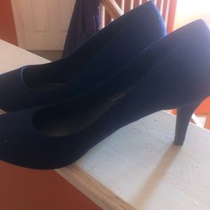 Faux suede blue heels